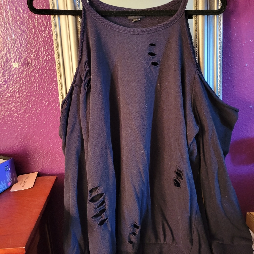 SOLD! TORRID distressed cold shoulder sweater size 2